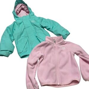 The North Face Kids 3-in-1 Teal Jacket 2T/2B Pink Fleece Liner Ski‎ Outdoors